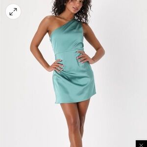 Elegant One-Shoulder Teal Dress